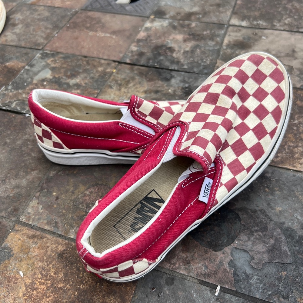 Maroon Checkered Vans